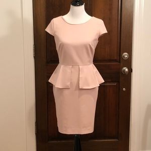 Péplum waist soft pink dress